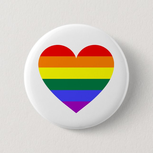 LGBT Gay Pride Rainbow Heart 2 Inch Round Button (Front)