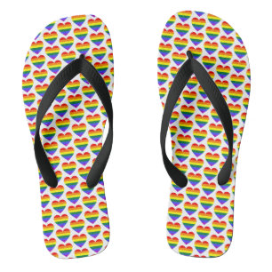 LGBT Gay Pride Rainbow Heart Pattern Flip Flops