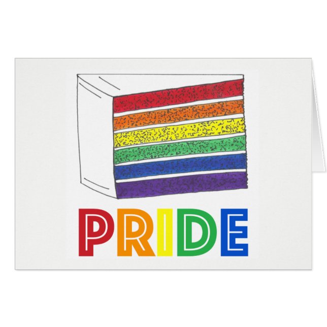 LGBT Gay Pride Rainbow Layer Wedding Cake Slice (Front Horizontal)