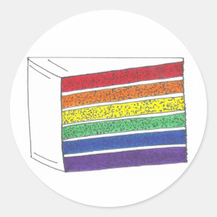 LGBT Gay Pride Rainbow Layer Wedding Cake Slice Classic Round Sticker