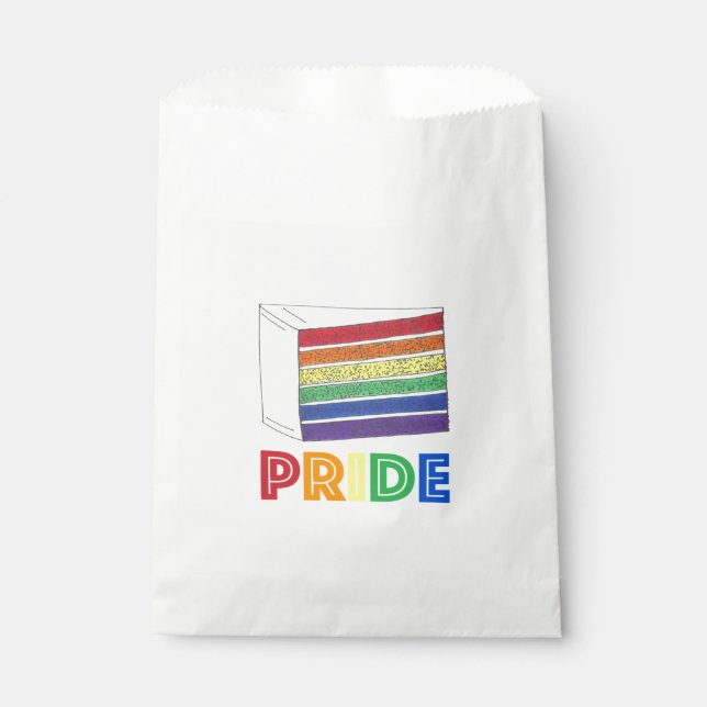 LGBT Gay Pride Rainbow Layer Wedding Cake Slice Favour Bag (Front)