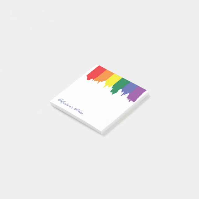 LGBT Gay Pride Rainbow Paint Personalized Post-it Notes (Angled)