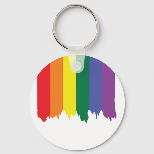 LGBT Gay Pride Rainbow Running Paint Keychain (Front)