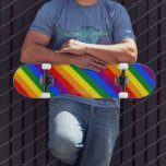 LGBT Gay Pride Rainbow Stripes Colourful Flag LGBT Skateboard<br><div class="desc">Beautiful, vibrant, LGBT gay pride rainbow flag colours, colourful geometric stripes pattern, custom, personalized, classy elegant faux gold script / typography / font, modern, cool, stylish, best quality hard-rock maple competition shaped skateboard deck. To customize, simply type in your name / monogram / initials. While you add / design, you'll...</div>