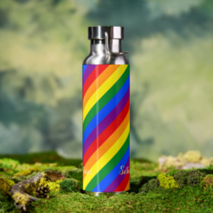 LGBT Gay Pride Rainbow Stripes Colourful Flag LGBT Water Bottle
