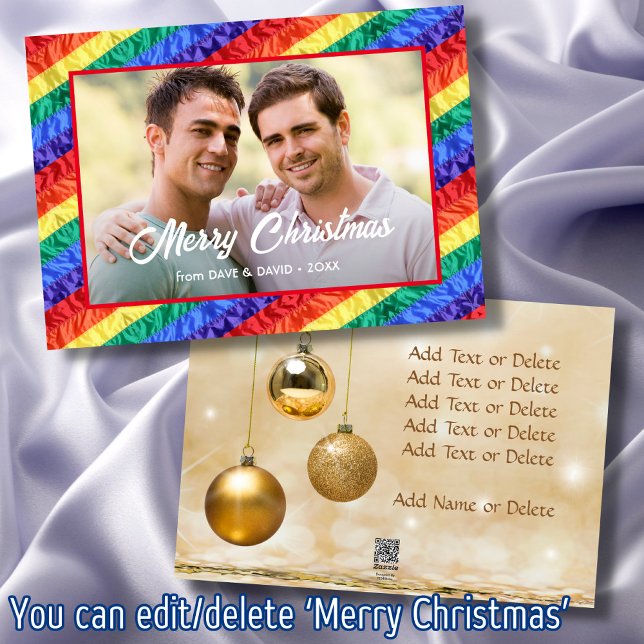 LGBT Gay Rainbow Flag Merry Christmas Custom Photo Holiday Card (Creator Uploaded)