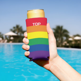 LGBT Gay Rainbow Pride Flag Personalized Seltzer Can Cooler