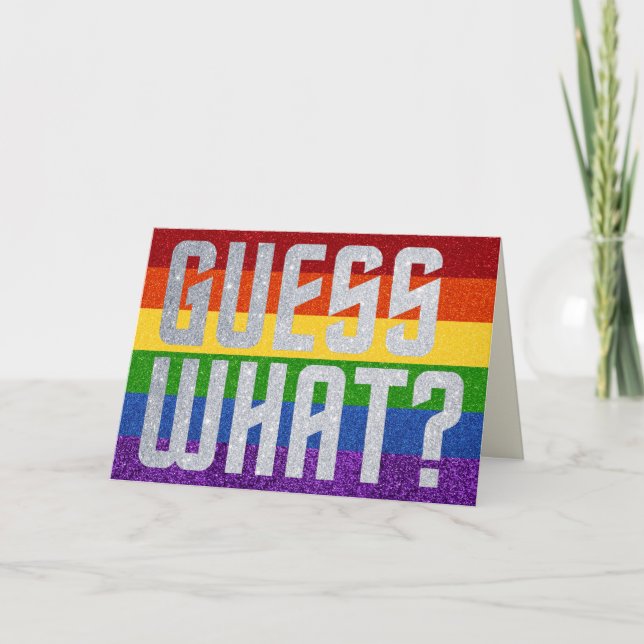 LGBT Glitter Guess What? Coming Out Card (Front)