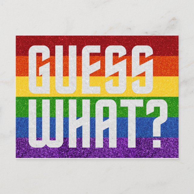LGBT Glitter Guess What? Coming Out Card (Front)