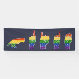 LGBT Glitter Rainbow ASL Pride Banner