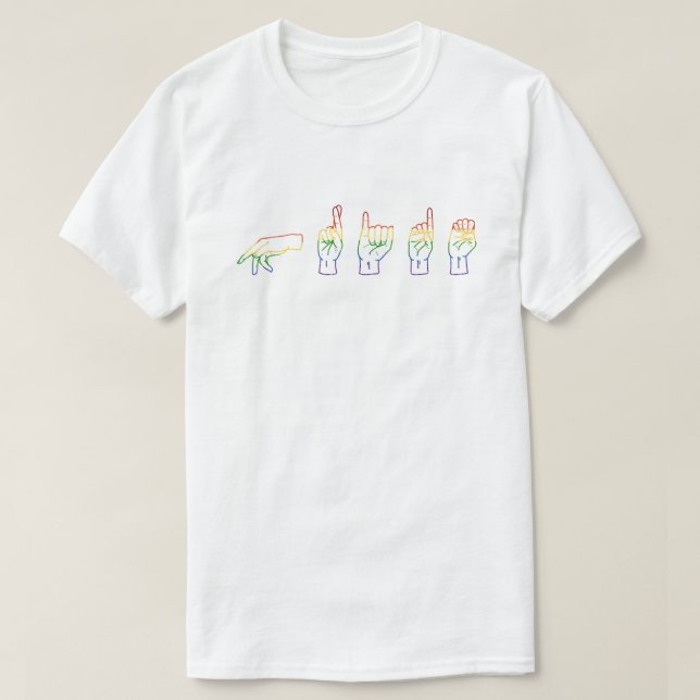 LGBT Glitter Rainbow ASL Pride  T-Shirt (Design Front)