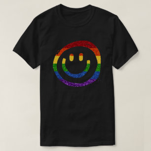 LGBT Glitter Rainbow Marker Smiley T-Shirt