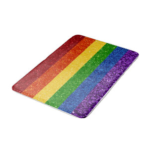 LGBT Glitter Rainbow Pride Flag Bath Mat