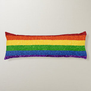 LGBT Glitter Rainbow Pride Flag Body Pillow