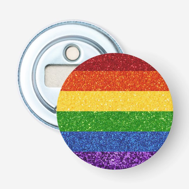 LGBT Glitter Rainbow Pride Flag Bottle Opener (Front)