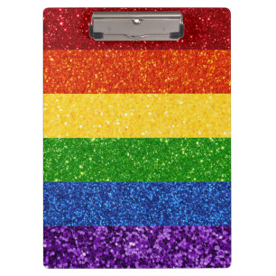 LGBT Glitter Rainbow Pride Flag Clipboard