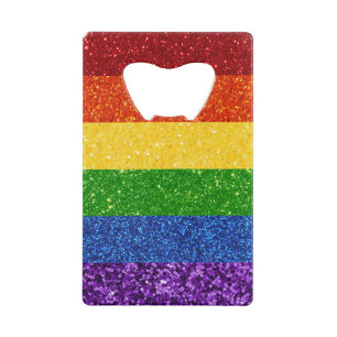 LGBT Glitter Rainbow Pride Flag Credit Card Bottle Opener
