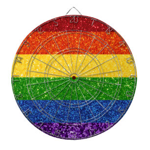 LGBT Glitter Rainbow Pride Flag Dartboard