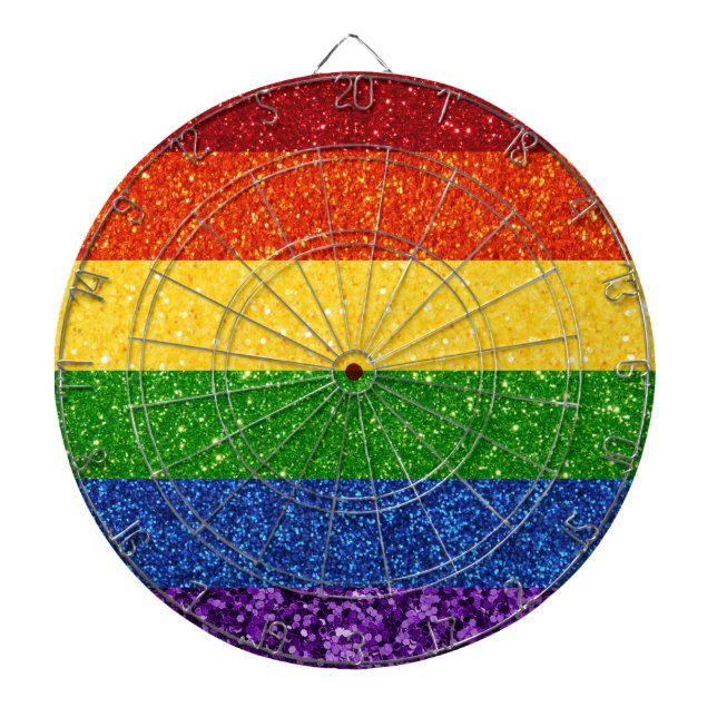 LGBT Glitter Rainbow Pride Flag Dartboard (Front)
