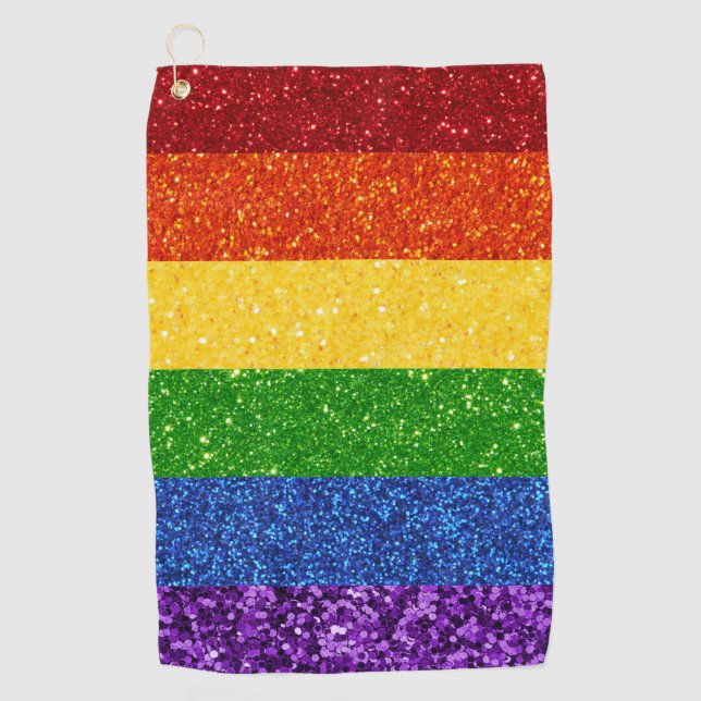 LGBT Glitter Rainbow Pride Flag Golf Towel (Front)
