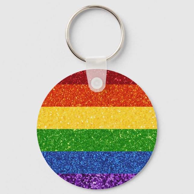 LGBT Glitter Rainbow Pride Flag Keychain (Front)