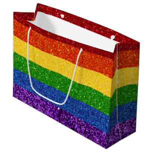 LGBT Glitter Rainbow Pride Flag Large Gift Bag