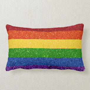 LGBT Glitter Rainbow Pride Flag Lumbar Pillow