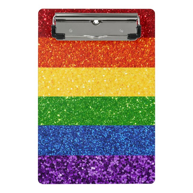 LGBT Glitter Rainbow Pride Flag Mini Clipboard (Front)