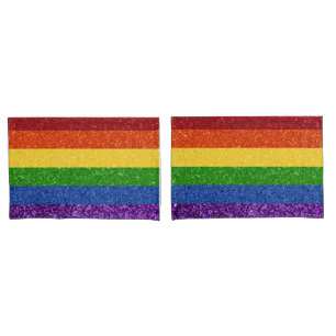 LGBT Glitter Rainbow Pride Flag Pillowcase