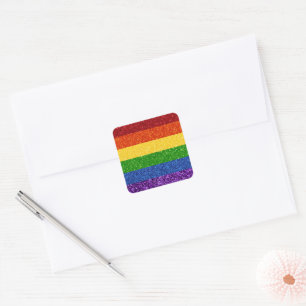 LGBT Glitter Rainbow Pride Flag Square Sticker