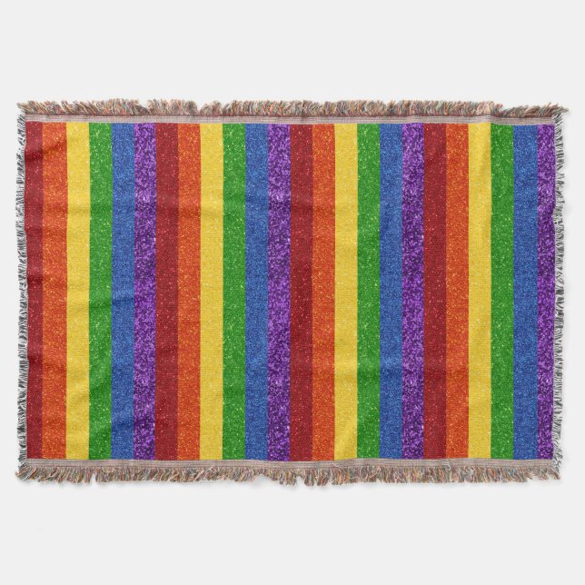 LGBT Glitter Rainbow Pride Flag Throw Blanket (Front)