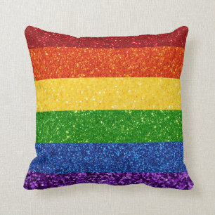 LGBT Glitter Rainbow Pride Flag Throw Pillow