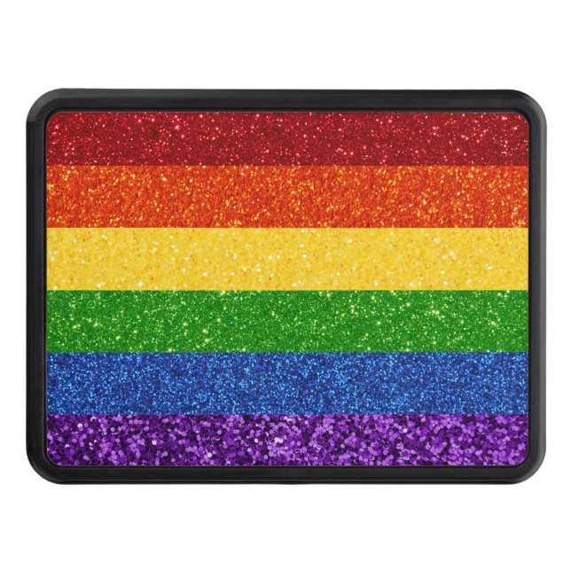 LGBT Glitter Rainbow Pride Flag Trailer Hitch Cover (Front)
