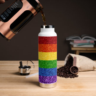 LGBT Glitter Rainbow Pride Flag Water Bottle