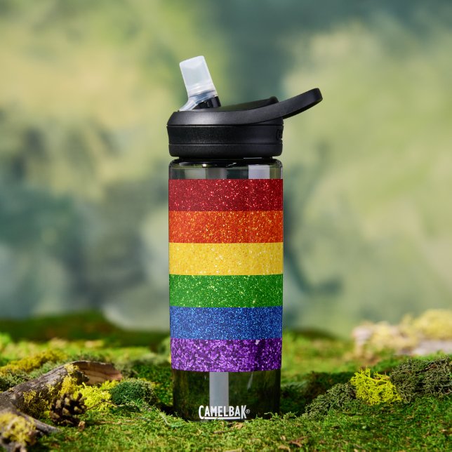 LGBT Glitter Rainbow Pride Flag Water Bottle (Outdoor)