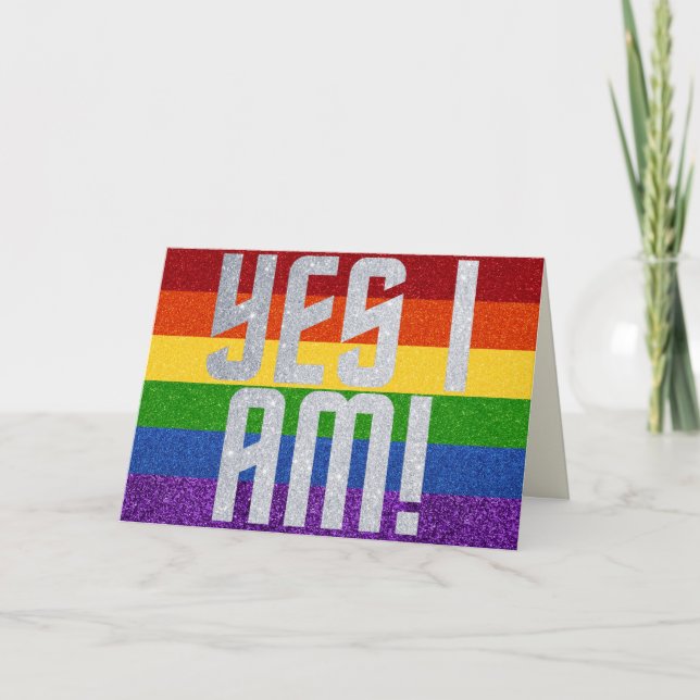 LGBT Glitter Yes I Am! Coming Out Card (Front)