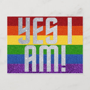 LGBT Glitter Yes I Am! Coming Out Card