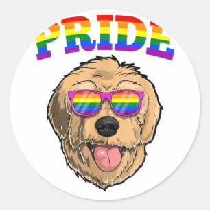 LGBT Goldendoodle Dog Gay Pride Rainbow LGBTQ Cute Classic Round Sticker
