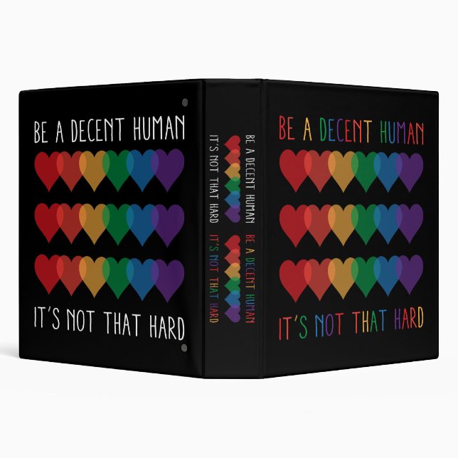LGBT Heart Retro Be A Decent Human It's Not That Binder (Background)
