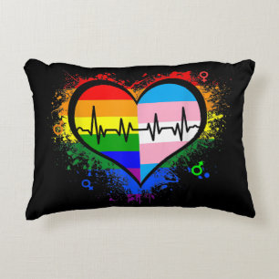 LGBT Heartbeat EKG Shirt Gay Lesbian Transgender L Accent Pillow