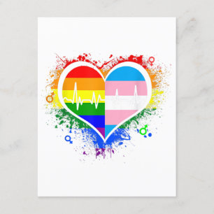 LGBT Heartbeat EKG Shirt Gay Lesbian Transgender L Enclosure Card