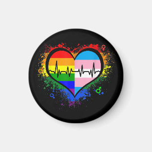 LGBT Heartbeat EKG Shirt Gay Lesbian Transgender L Magnet