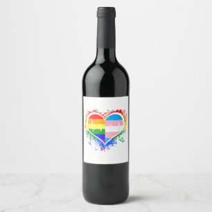 LGBT Heartbeat EKG Shirt Gay Lesbian Transgender L Wine Label