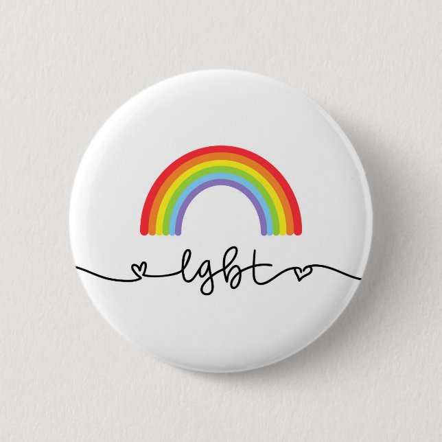 LGBT Hearts & Rainbows 2 Inch Round Button (Front)