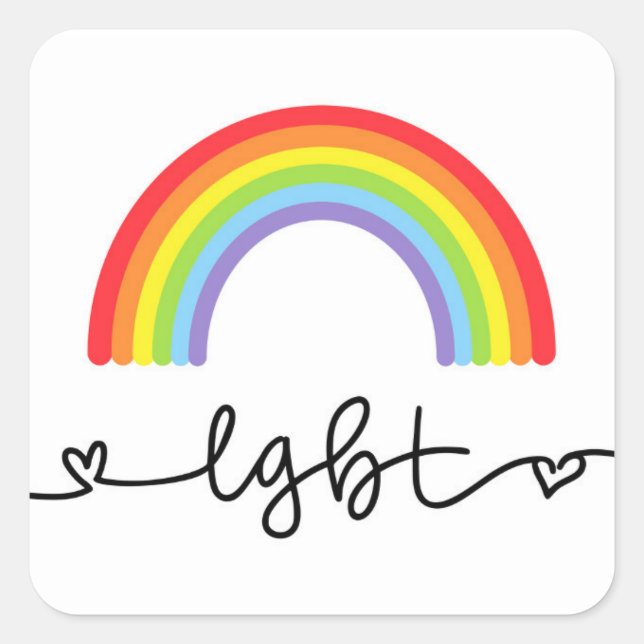 LGBT Hearts & Rainbows Square Sticker (Front)