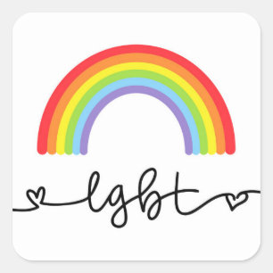 LGBT Hearts & Rainbows Square Sticker