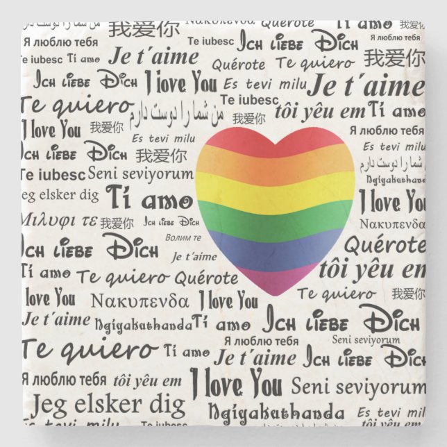 LGBT I Love You Stone Coaster (Front)