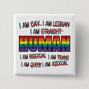 LGBT I'm gay,  I'm Human 2 Inch Square Button