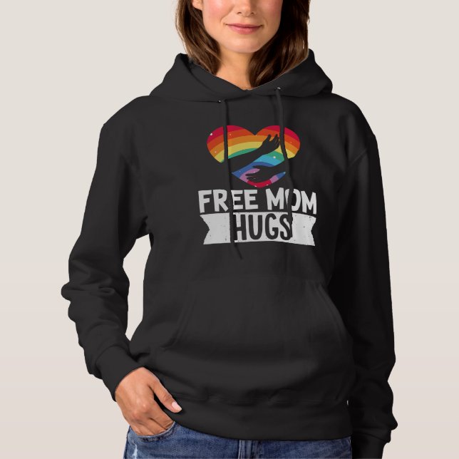 LGBT Lesbian Gay Pride Month  Free Mom Hugs Heart Hoodie (Front)