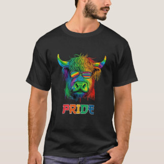 LGBT Lesbian Gay Pride Scottish Highland Cow T Shi T-Shirt
